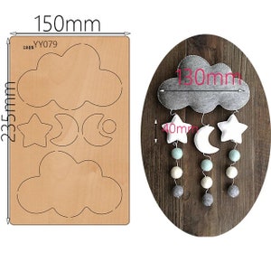 Bricolage nuages lune étoiles pendentif suspendu en cuir découpé-matrice de découpe en cuir de taille personnalisée, décoration à la main en métal poinçonnage artisanat outils