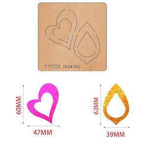 Boucles d'oreilles pendantes faites main amour-découpe-boucle d'oreille personnalisée-découpe-règle en acier bricolage-découpe en métal-poinçon artisanat Kraft outil