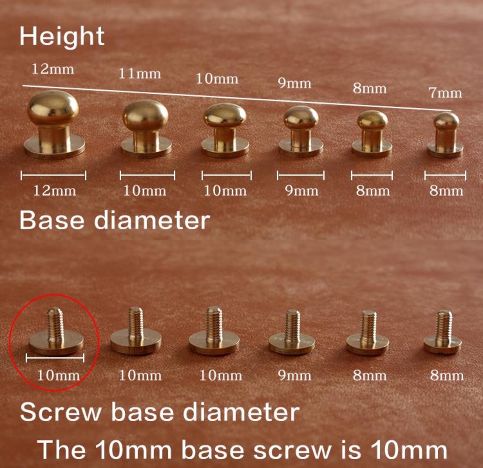Screw Bag Rivets Handmade Leather Bag Screw Rivets, 5-10mm, Studs for Handbag, Leather ...