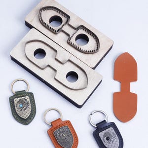 Découpe en cuir avec pendentif porte-clés, porte-clés en cuir bricolage, emporte-pièce en métal avec règle en acier, outil kraft pour créations artisanales en cuir, cadeaux de Noël
