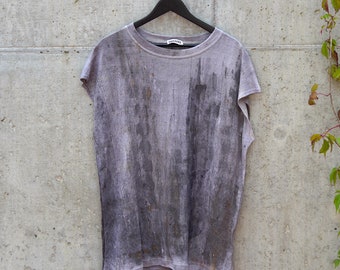 Hand Painted Minimalist Purple Tank Top / Gender Neutral Tank / Naturally Dyed Top / Ethically Made Top / Slow Fashion / Plant Dyed Top