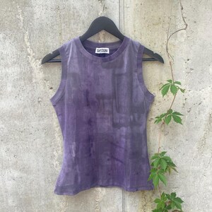 Naturally Dyed Ribbed Cotton Tank Top: Hand-Painted Abstract Design