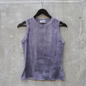 Naturally Dyed Ribbed Cotton Tank Top: Hand-Painted Abstract Design (M/L)