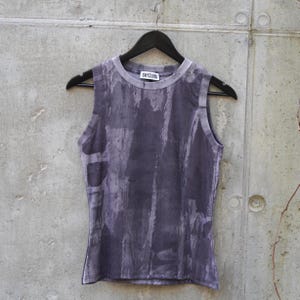 Hand-Painted Abstract Tank Top: Naturally Dyed Ribbed Cotton, Size M/L