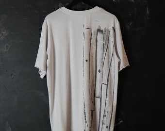 T-shirt peint à la main / T-shirt teint naturellement / T-shirt en coton / T-shirt long ample pour hommes / T-shirt oversize pour femmes / T-shirt écologique durable