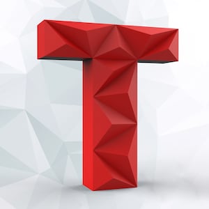 Papercraft letter T 3D DIY pepakura origami paper low poly