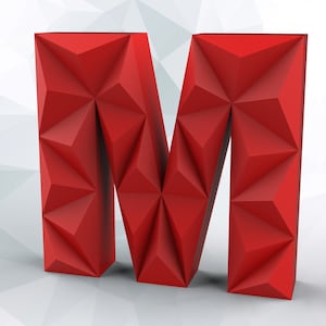 Papercraft letter M 3D DIY pepakura origami paper low poly