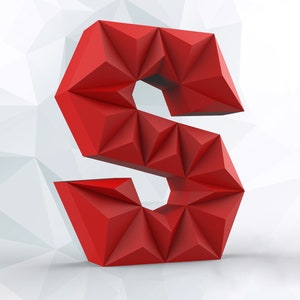 Papercraft letter S 3D DIY pepakura origami paper low poly