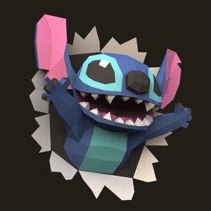 Stitch Wall Papercraft – Modello di carta 3D fai da te in formato SVG PDF – Decorazione Pepakura a basso contenuto di poligoni per Cricut e taglio a mano