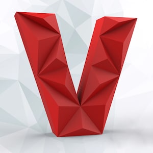 Papercraft letter V 3D DIY pepakura origami paper low poly
