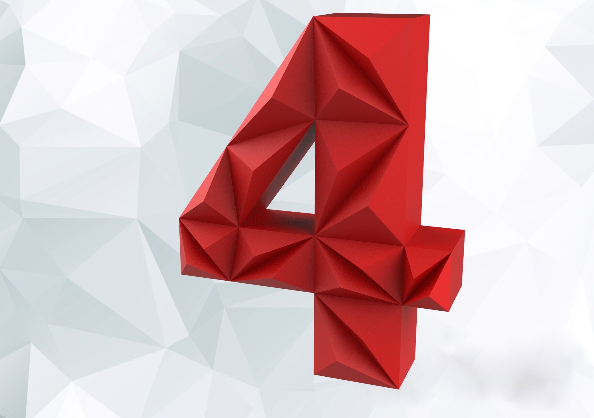 Papercraft Digit 4 3D DIY Pepakura Origami Paper Low Poly - Etsy