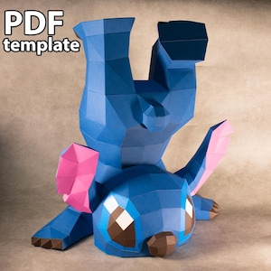 Stitch pepakura, Paper Craft, modello PDF, fai da te, download digitale