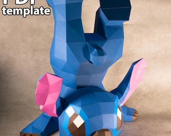 Stitch pepakura, Paper Craft, PDF template, DIY, digital download