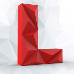 Papercraft letter L 3D DIY pepakura origami paper low poly