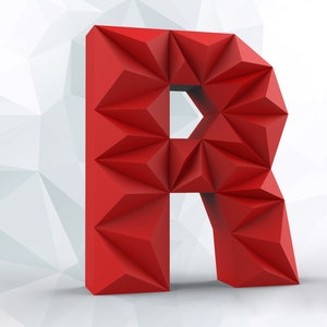 Papercraft letter R 3D DIY pepakura origami papier laag poly