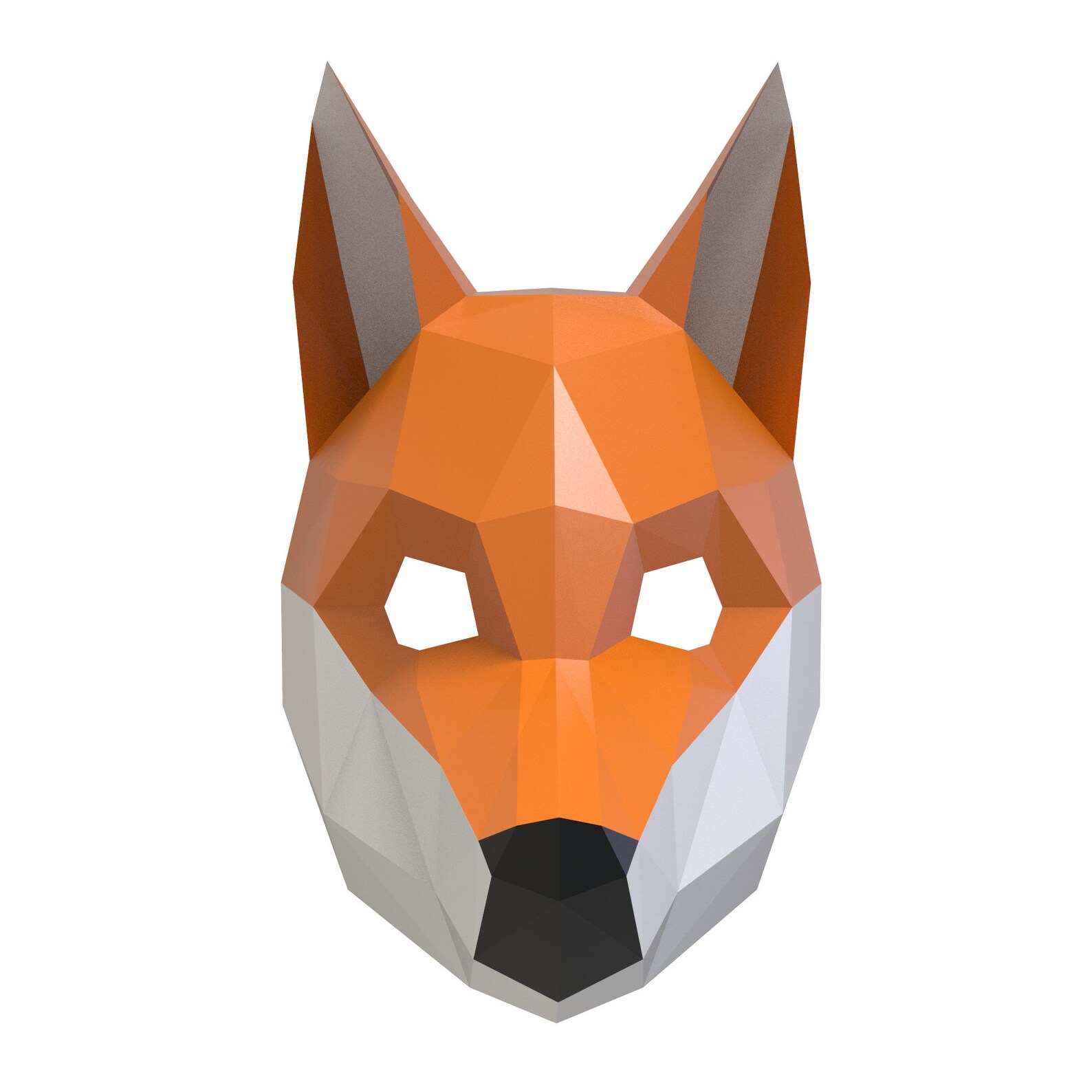 Papercraft 3D Fox Mask Low Poly DIY Origami Pepakura Holiday Etsy México