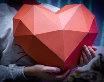 Heart papercraft DIY pepakura origami template low poly