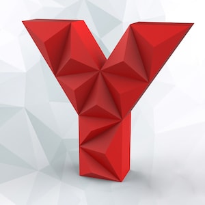 Papercraft letter Y 3D DIY pepakura origami paper low poly