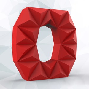 Papercraft letter O 3D DIY pepakura origami papier laag poly