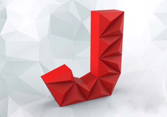 Lowpoly Letter J 3d Print Model Pepakura Diy Paper Origami Etsy Lowpoly Letter J 3d Print Model Pepakura Diy Paper Origami Etsy