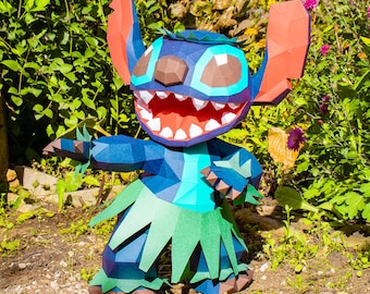 Stitch pepakura, Paper Craft, PDF template, DIY, digital download