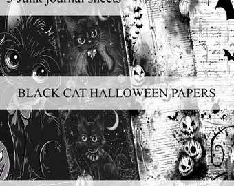 Scrapbook black cats papers, scrapbook, scrapbooking, journal, scrapbooking, ephemera, digital paper, printable papers