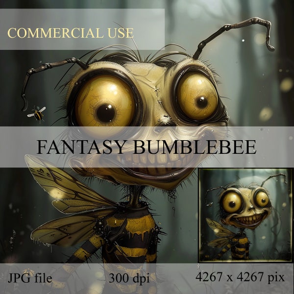 Commercial use - single download - Tim Burton style Bumblebee - fantasy, gothic, digital, photoshop, junk, journal, scrapbook, printable
