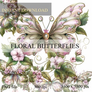 Autocollants papillon cliparts, cliparts fantaisie, kit de scrapbooking, kit Junk Journal, ensemble de scrapbooking, ensemble Junk Journal, collage, papier