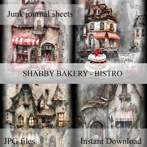 Junk Journal bakery paper, Junk Journal collage, Scrapbooking kit, Junk Journal set, shabby, vintage, digital, Junk Journal pages, Scrapbook