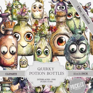 Fussy Cuts, clipart interlaced background, quirky magic potion sticker, junk journal, scrapbooking sticker, scrapbook, ephemera - PNG