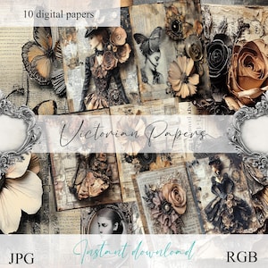 Scrapbook &quot;Old papers - Victorian&quot; printable papers, scrapbook, scrapbooking kit, junk journal, digital paper, ephemera