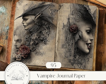 Gothic vampire junk journal kit, nosferatu, scrapbook, scrapbooking digital, ephemera, memory album, download - JPG 95 paper