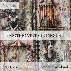 Papeles de circo para álbumes de recortes, papel imprimible, álbum de recortes, scrapbooking, diario basura, efímeras, papeles de diario: gótico, fantasía