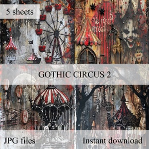 Papiers de cirque pour scrapbooking, scrapbooking, papier imprimable, scrapbooking, junk journal, éphémère, papier journal - gothique, fantaisie