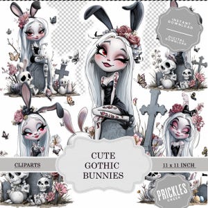 CLIPART trasparente gotico rockabilly ragazze pasquali, adesivi per junk journal, adesivi per scrapbooking, adesivi per scrapbooking, ephemera - PNG