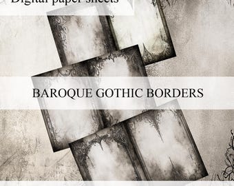 Gothic Vintage Barock Border, Junk Journal Papier, Scrapbook, Scrapbooking, Ephemera, Shabby, digitales Papier