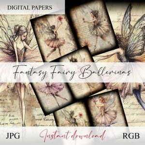 Scrapbook &quot;fantasy ballerina&quot; printable papers, scrapbook, scrapbooking kit, junk journal, digital paper, ephemera, diary