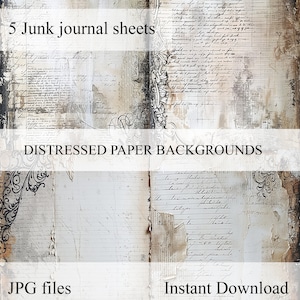 Junk Journal distressed backgrounds, Scrapbooking collage, Ephemera digital, shabby, vintage, printable paper, Junk Journal kit