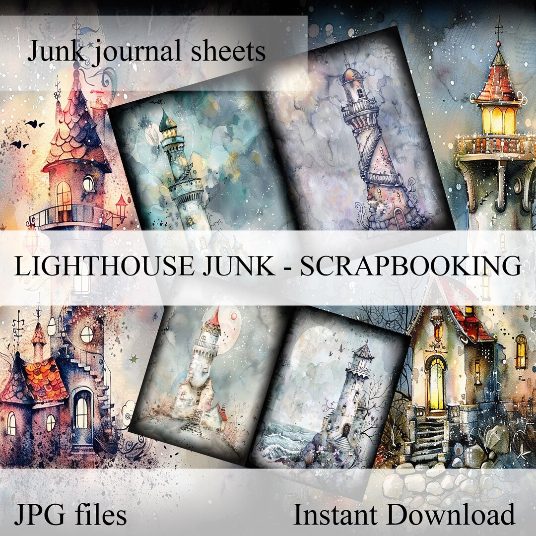 Junk Journal Lighthouse, Junk Journal Paper, Scrapbook, Handmade ...