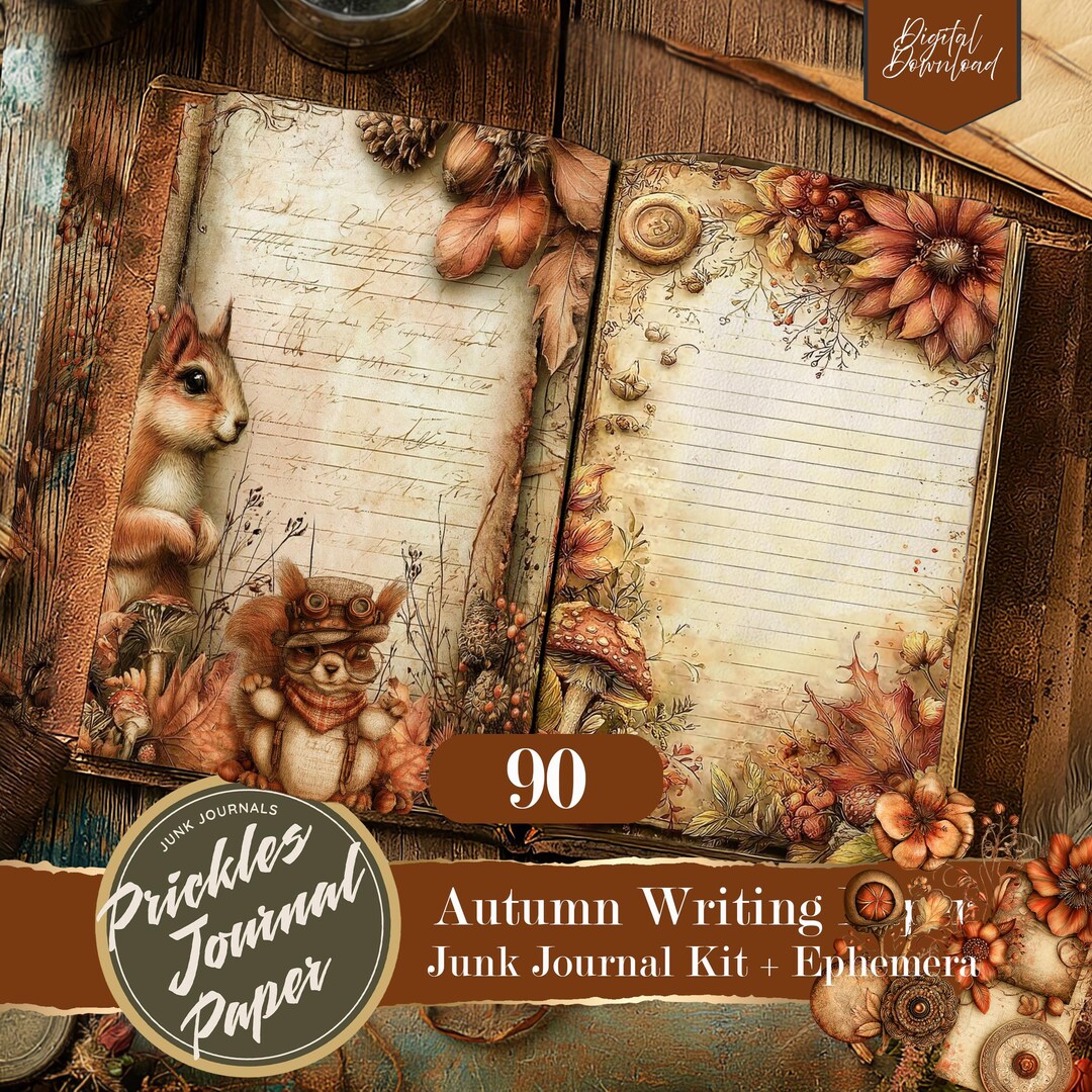 Junk Journal Digital Fall Empherma Paper, Scrapbook Digital ...