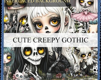 Fussy Cuts "Creepy Gothic" cliparts, scrapbook, scrapbooking, junk journal, ephemera - PNG interlaced