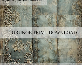 Bundle 3 sheets baroque, grunge, floral, collage, junk journal, scrapbooking, printable paper, wallart, gothic, flower - digital download