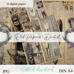 Scrapbook &quot;Old papers - Dentistry&quot; printable papers, scrapbook, scrapbooking kit, junk journal, digital paper, ephemera