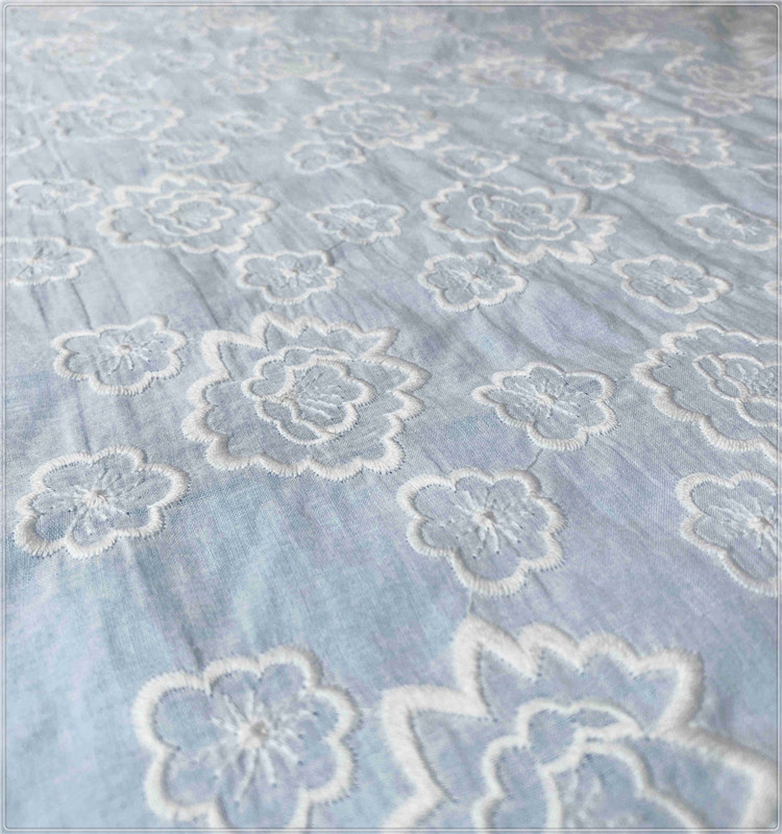 Flower Embroidery Cotton Fabric cotton Embroidered Fabric for Etsy UK