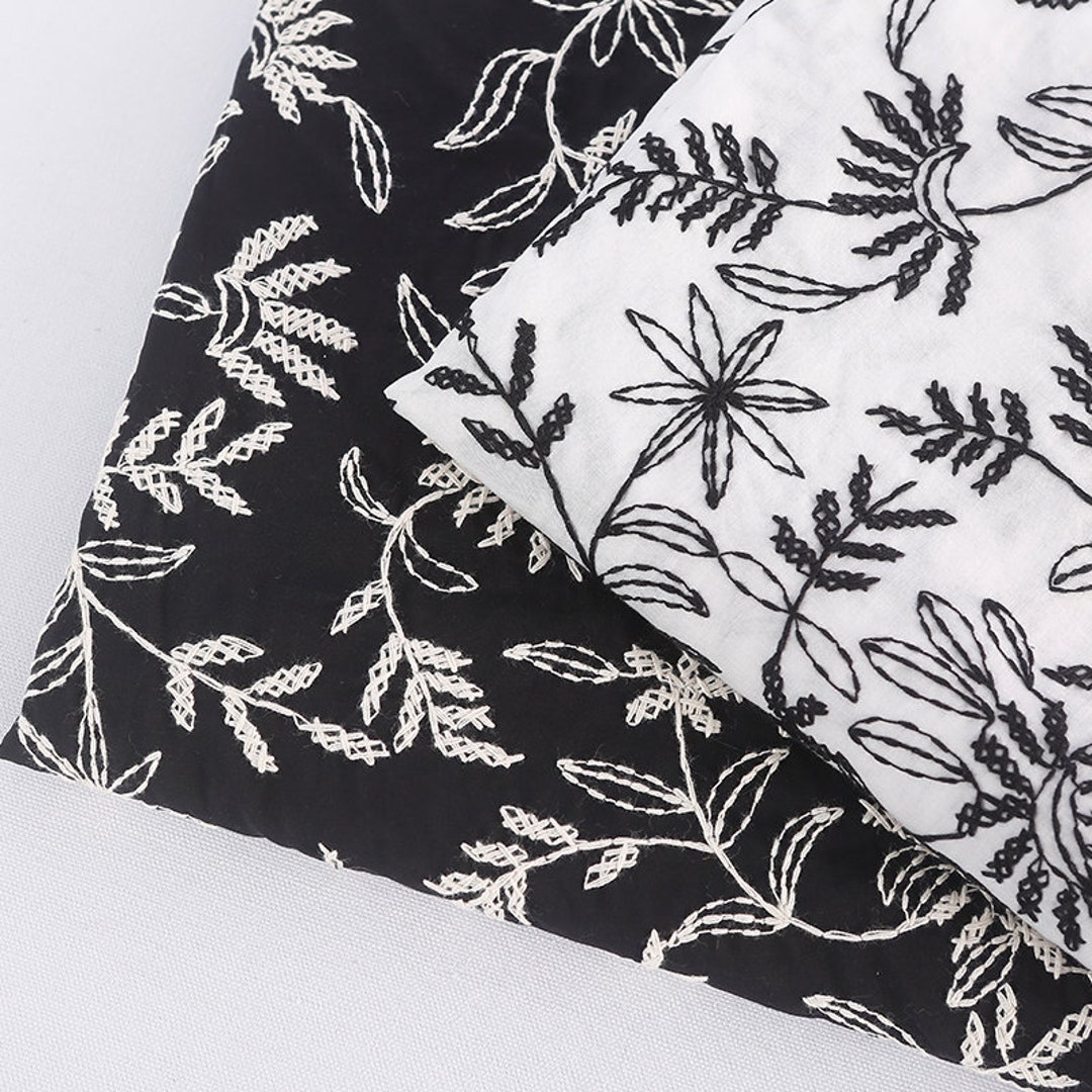 Flower Embroidery Cotton Fabric cotton Embroidered Fabric for Etsy
