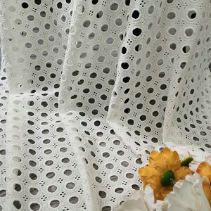 Cotton Eyelet Borders Fabric, Embroidery Cotton Fabric, Hollowed Border Lace Fabric By The Yard