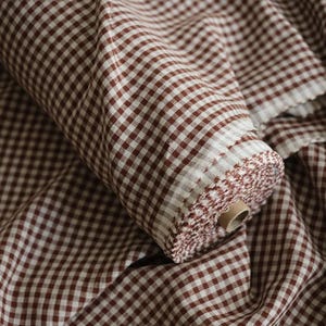 Printed Plaid Linen Fabric By The Yard
