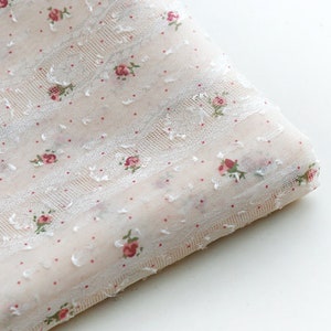 Flower Printed Chiffon Lace Fabric By The Yard