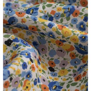 Printed Flower Linen Fabric By The Yard