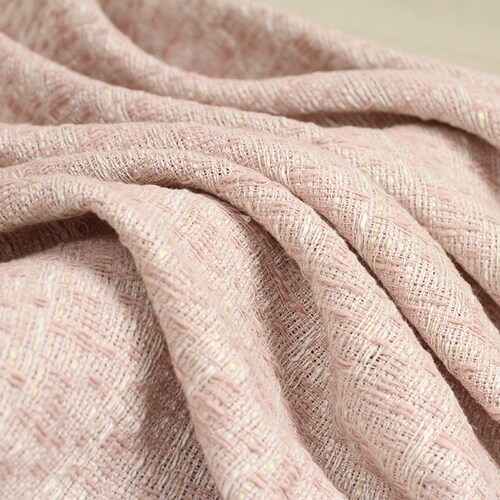 Pink Color Tweed Fabric by the Yard Etsy